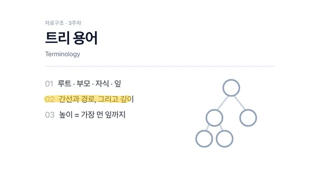 3쪽, 트리 용어. 두 번째 줄에 형광펜